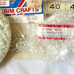 Mixed Lot Rainbow Pearl White Clear Glass Seed Beads Westrim Crafts 80 grams 5mm